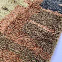 Tapis abstrait scandinave multicolore à poils hauts rya, suède, années 1960