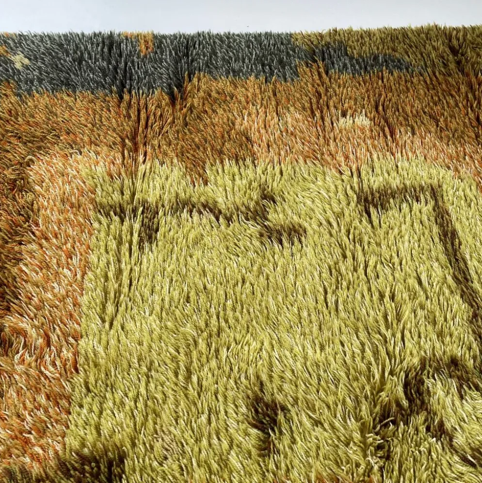 Tapis abstrait scandinave multicolore à poils hauts rya, suède, années 1960