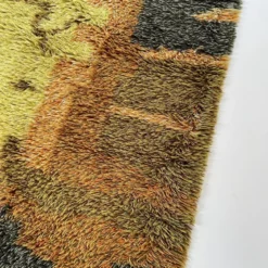 Tapis abstrait scandinave multicolore à poils hauts rya, suède, années 1960