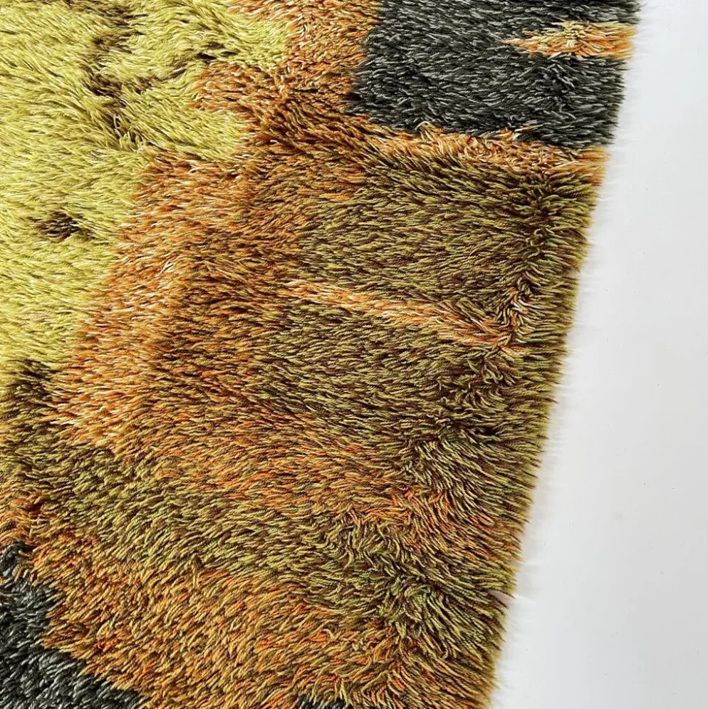 Tapis abstrait scandinave multicolore à poils hauts rya, suède, années 1960