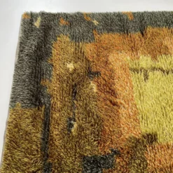 Tapis abstrait scandinave multicolore à poils hauts rya, suède, années 1960