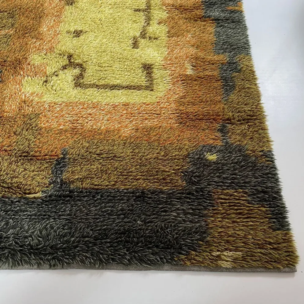 Tapis abstrait scandinave multicolore à poils hauts rya, suède, années 1960