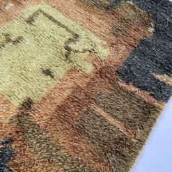 Tapis abstrait scandinave multicolore à poils hauts rya, suède, années 1960