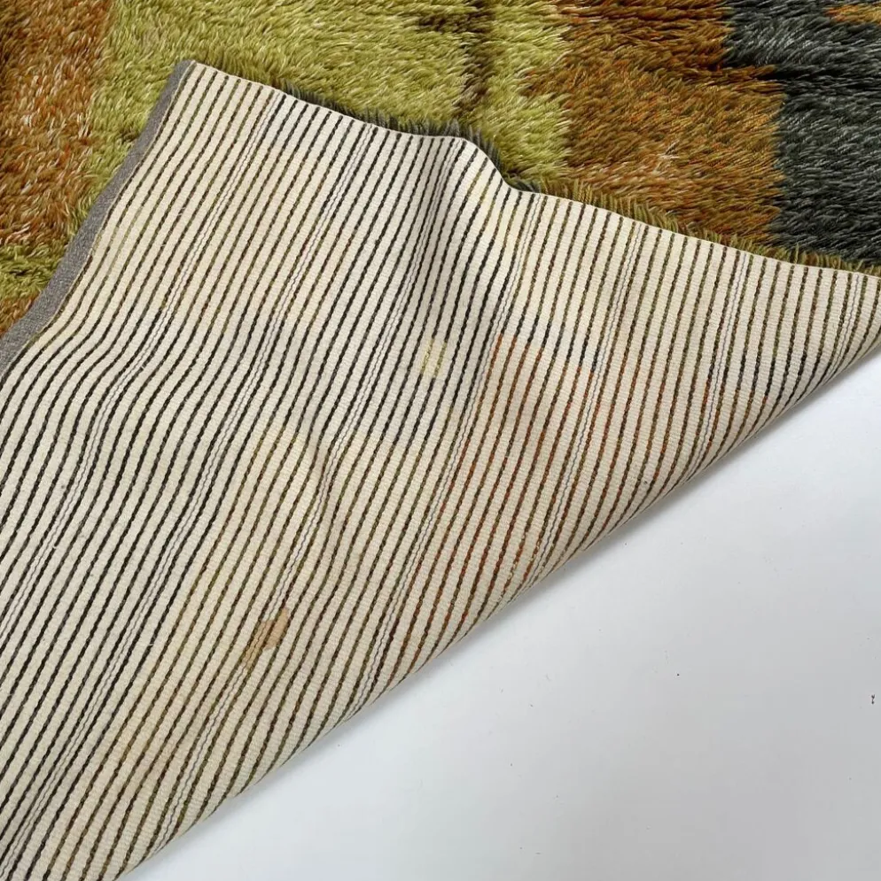 Tapis abstrait scandinave multicolore à poils hauts rya, suède, années 1960