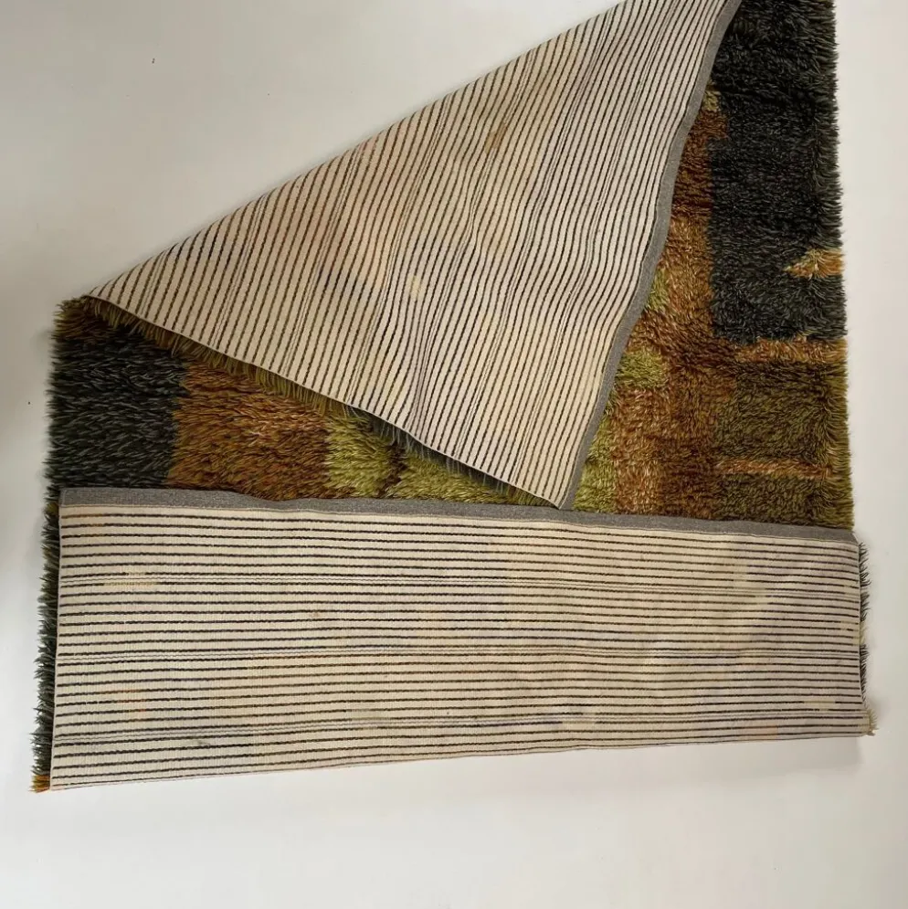 Tapis abstrait scandinave multicolore à poils hauts rya, suède, années 1960