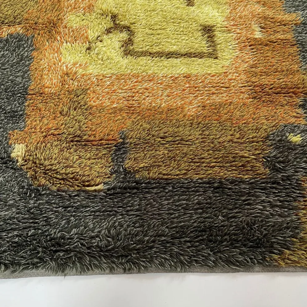 Tapis abstrait scandinave multicolore à poils hauts rya, suède, années 1960