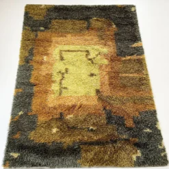 Tapis abstrait scandinave multicolore à poils hauts rya, suède, années 1960