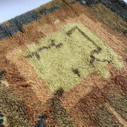 Tapis abstrait scandinave multicolore à poils hauts rya, suède, années 1960