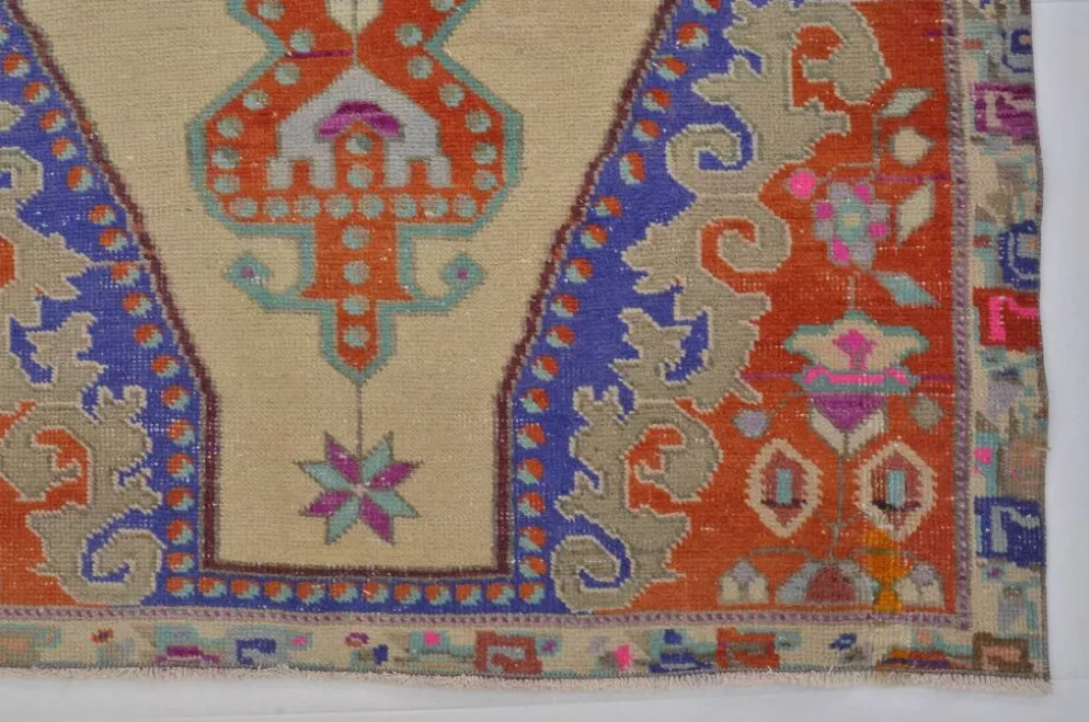 Tapis anatolien rouge et bleu sku 2596