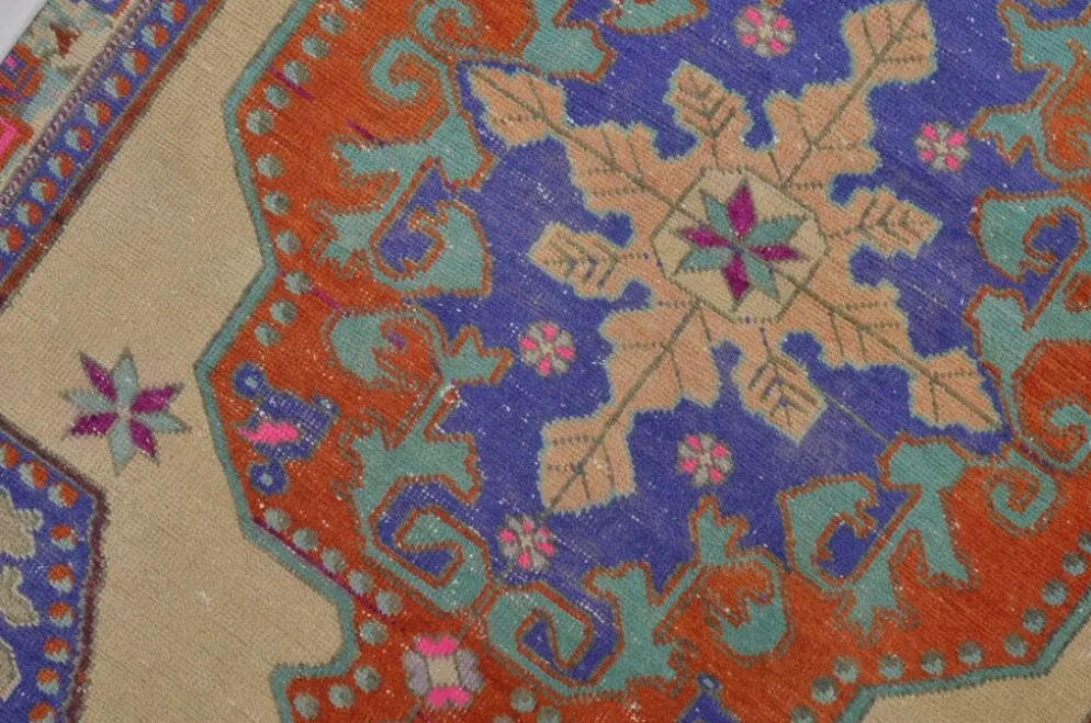 Tapis anatolien rouge et bleu sku 2596