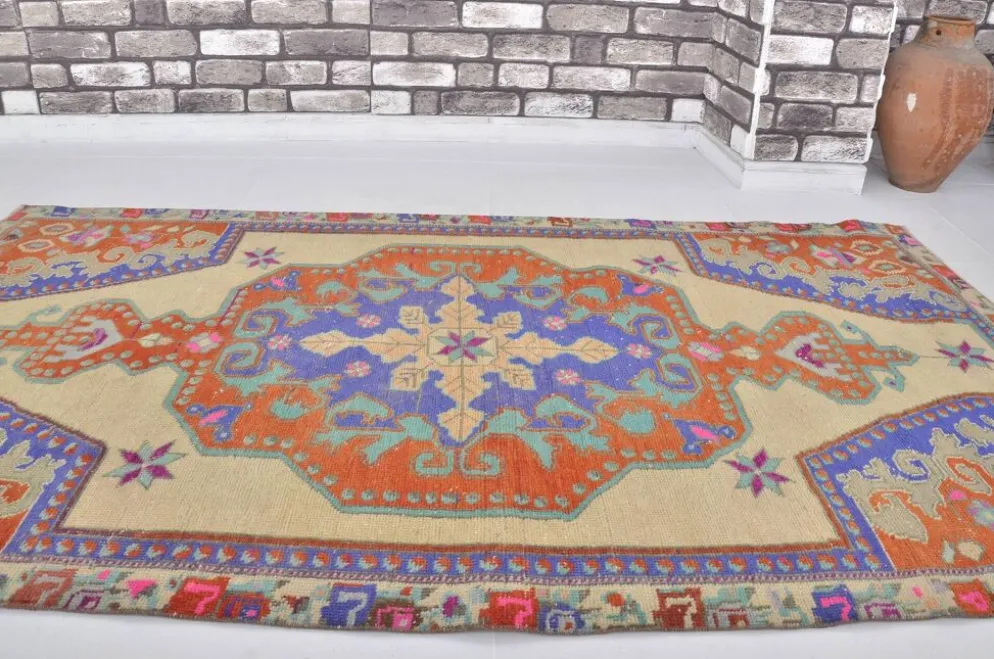 Tapis anatolien rouge et bleu sku 2596