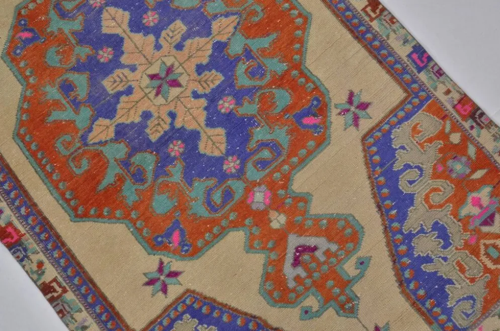 Tapis anatolien rouge et bleu sku 2596