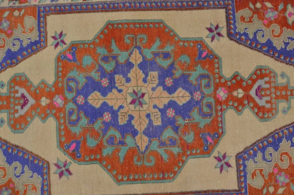 Tapis anatolien rouge et bleu sku 2596