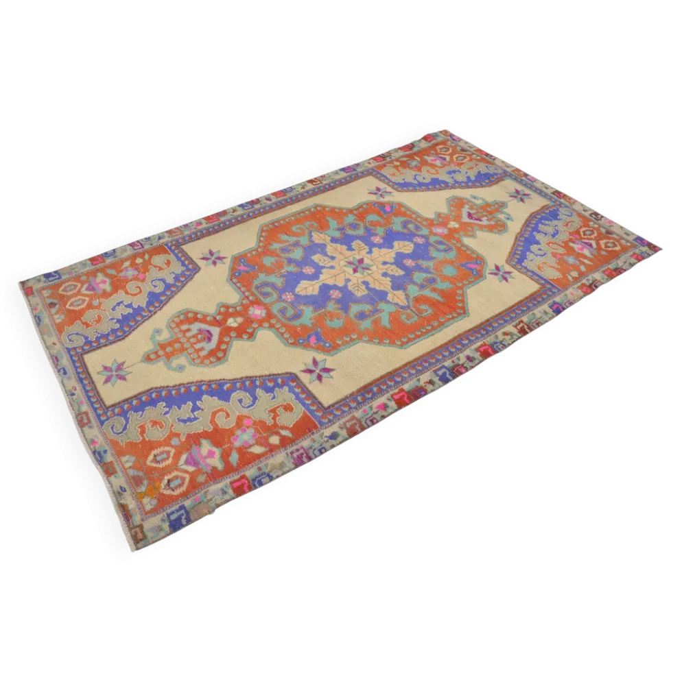Tapis anatolien rouge et bleu sku 2596
