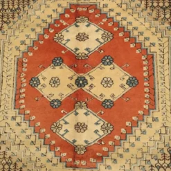 Tapis ancien de Kars en coton et laine, noué à la main, 102 x 100 In