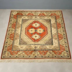 Tapis ancien de Kars en coton et laine, noué à la main, 102 x 100 In