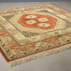 Tapis ancien de Kars en coton et laine, noué à la main, 102 x 100 In
