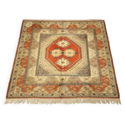 Tapis ancien de Kars en coton et laine, noué à la main, 102 x 100 In