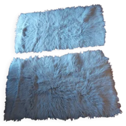 Tapis a poils longs pure laine blanc , vintage
