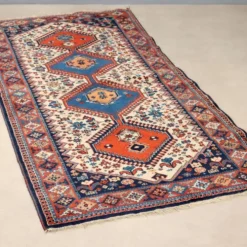 Tapis asiatique ancien en laine, noué fin, fait main 72 x 33 In