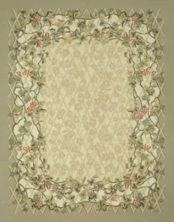 Tapis Aubusson vintage européen fait main 268 cm x 355 cm