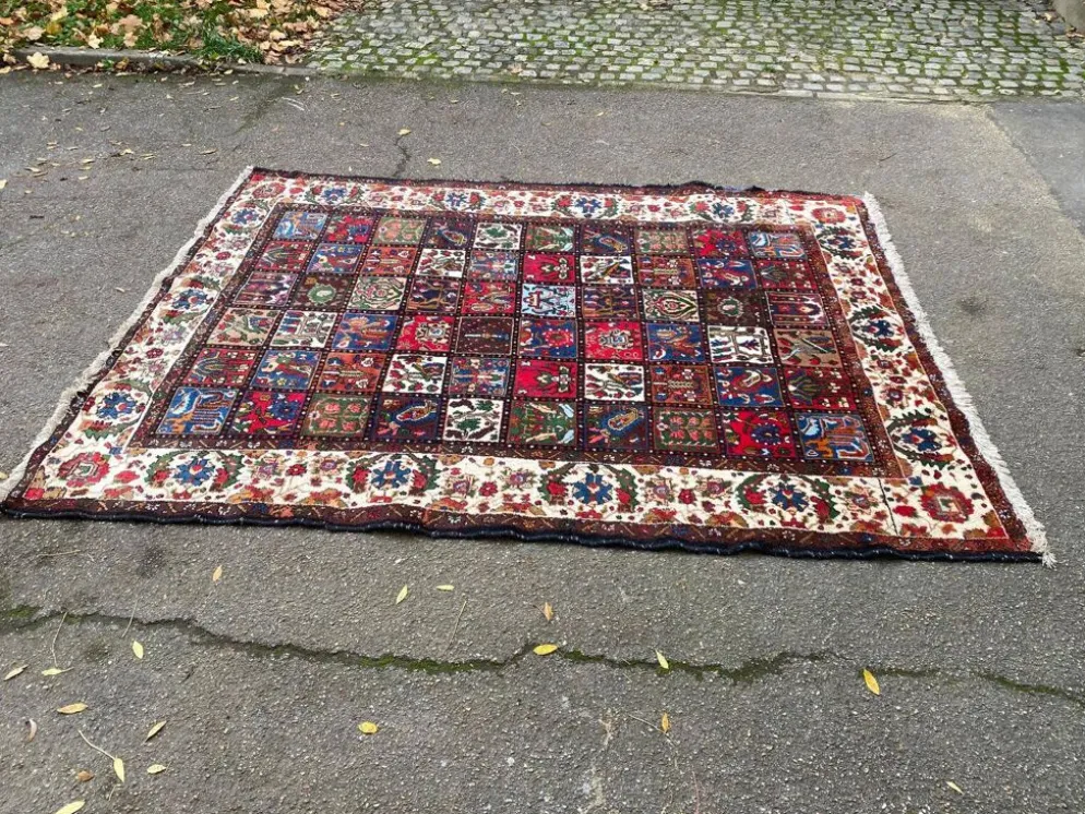 Tapis bakhtiar d'Iran en laine nouée fait main bordeaux 200x300cm