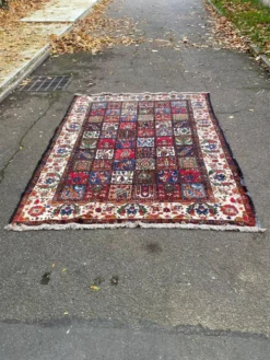 Tapis bakhtiar d'Iran en laine nouée fait main bordeaux 200x300cm