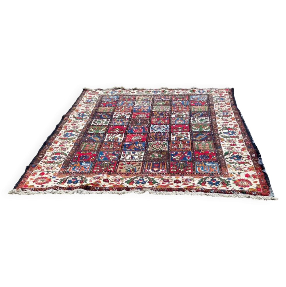 Tapis bakhtiar d'Iran en laine nouée fait main bordeaux 200x300cm