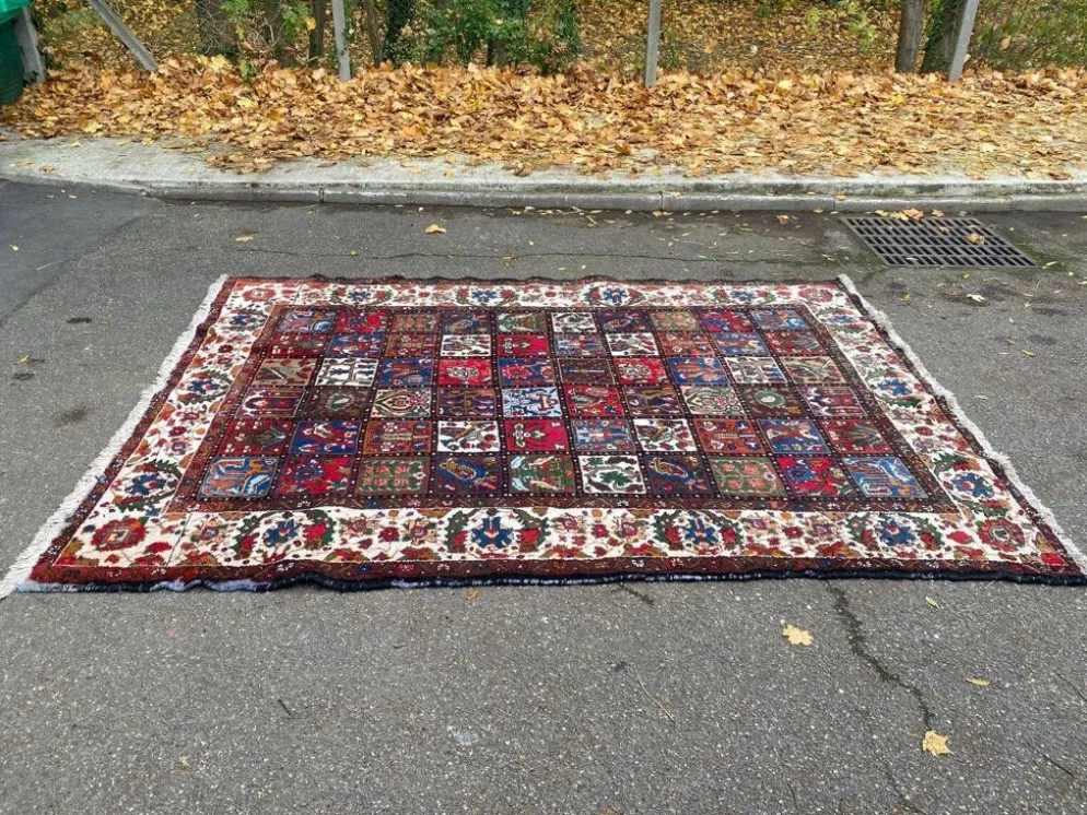 Tapis bakhtiar d'Iran en laine nouée fait main bordeaux 200x300cm