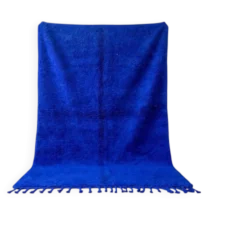 Tapis Beni Ouraine en laine naturelle bleu majorelle taille 1,4/2,6 m