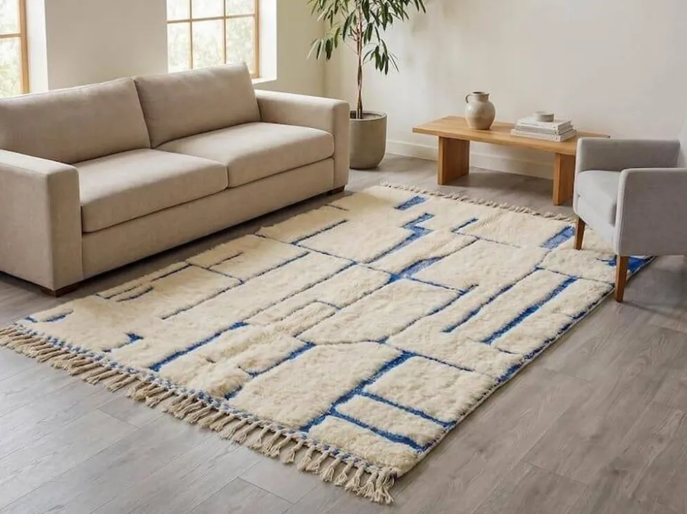 Tapis Beni Ouraine marocain traditionnelle artisanale taille 2/3 m