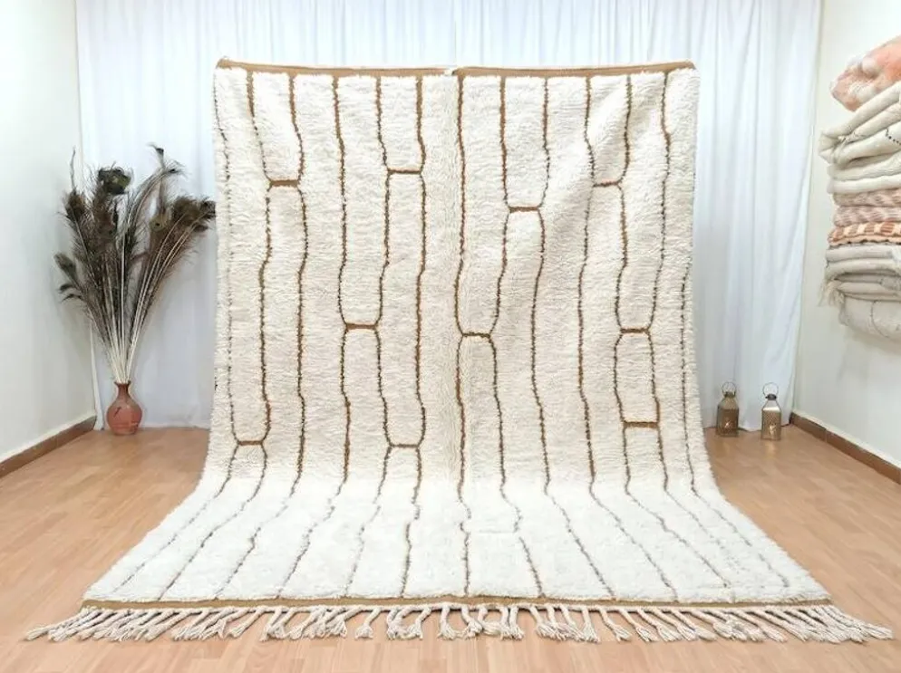 Tapis beni ourain en laine pure fait main traditionnelle taille 150/250 cm