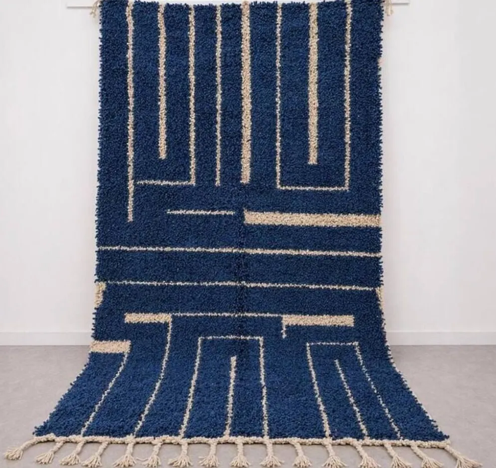 Tapis beni ourain en laine pure fait main artisanale traditionnelle 2/3 m