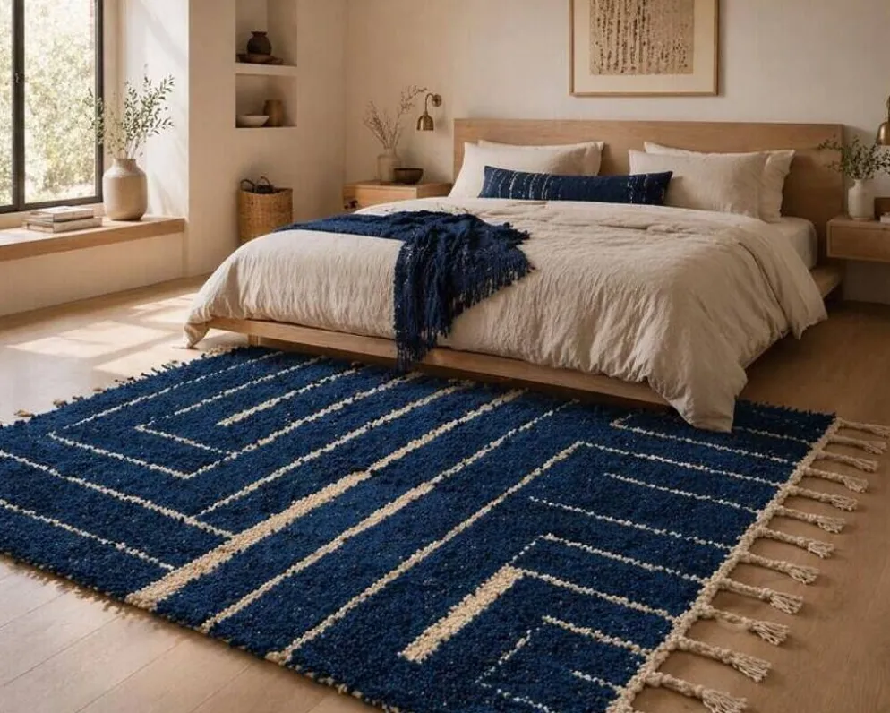 Tapis beni ourain en laine pure fait main artisanale traditionnelle 2/3 m