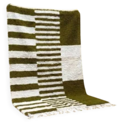 Tapis beni ourain en laine pure fait main vert 1.5/2.5 m