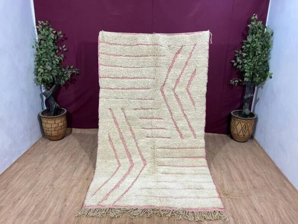 Tapis beni ourain fait main traditionnelle artisanale taille 150/250 cm