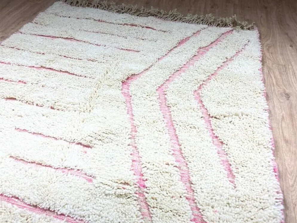 Tapis beni ourain fait main traditionnelle artisanale taille 150/250 cm