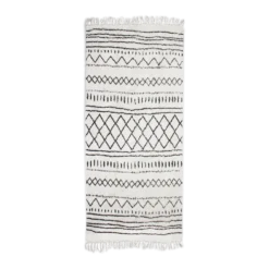 Tapis berbere 80 x 180 cm blanc motif noir