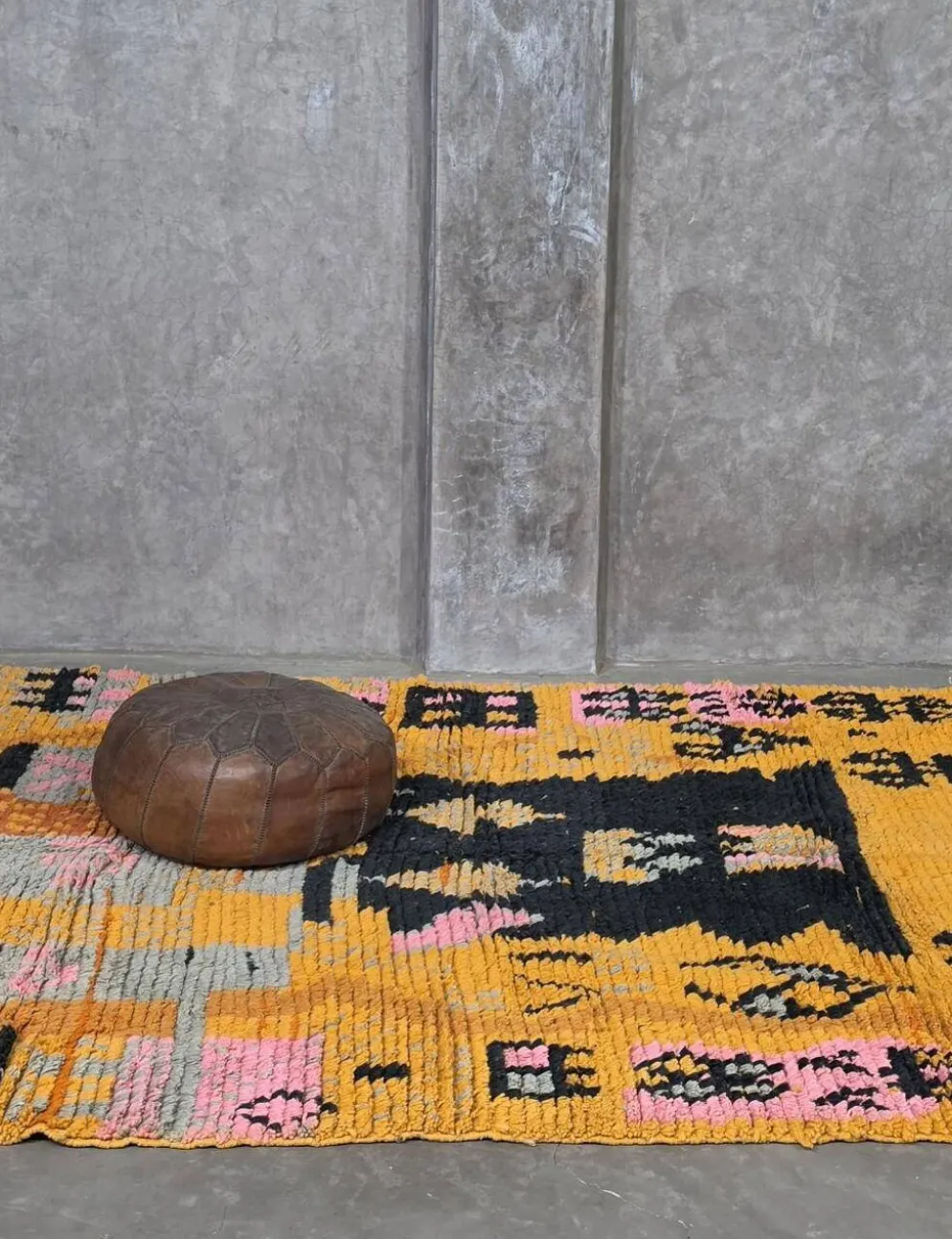 Tapis Berbère Abstrait Jaune - 253 x 200 cm