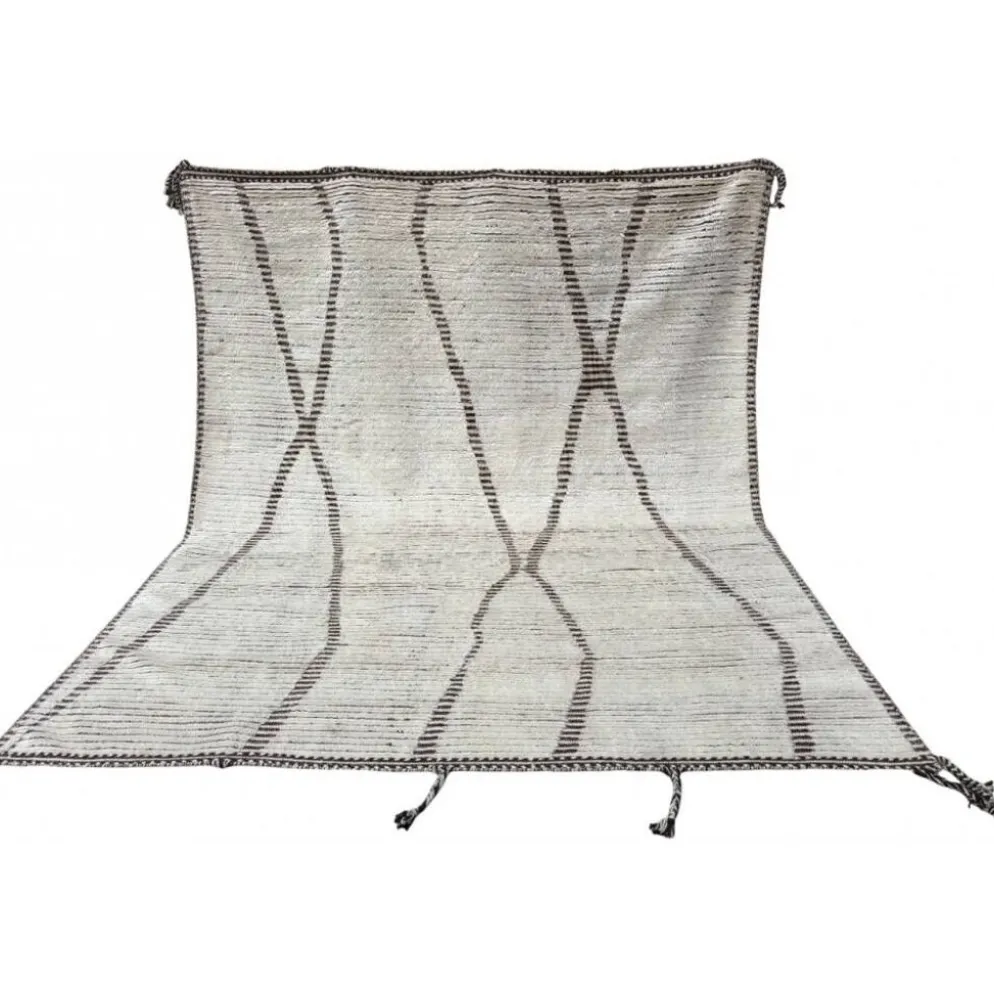 Tapis berbère au design contemporain marocain. 100 % laine. Tapis Beni Ourain fait à la main.