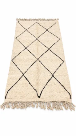 Tapis berbère Beni Ouarain écru et noir en laine