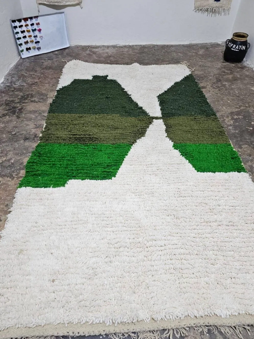 Tapis berbère vert en laine 140/260cm