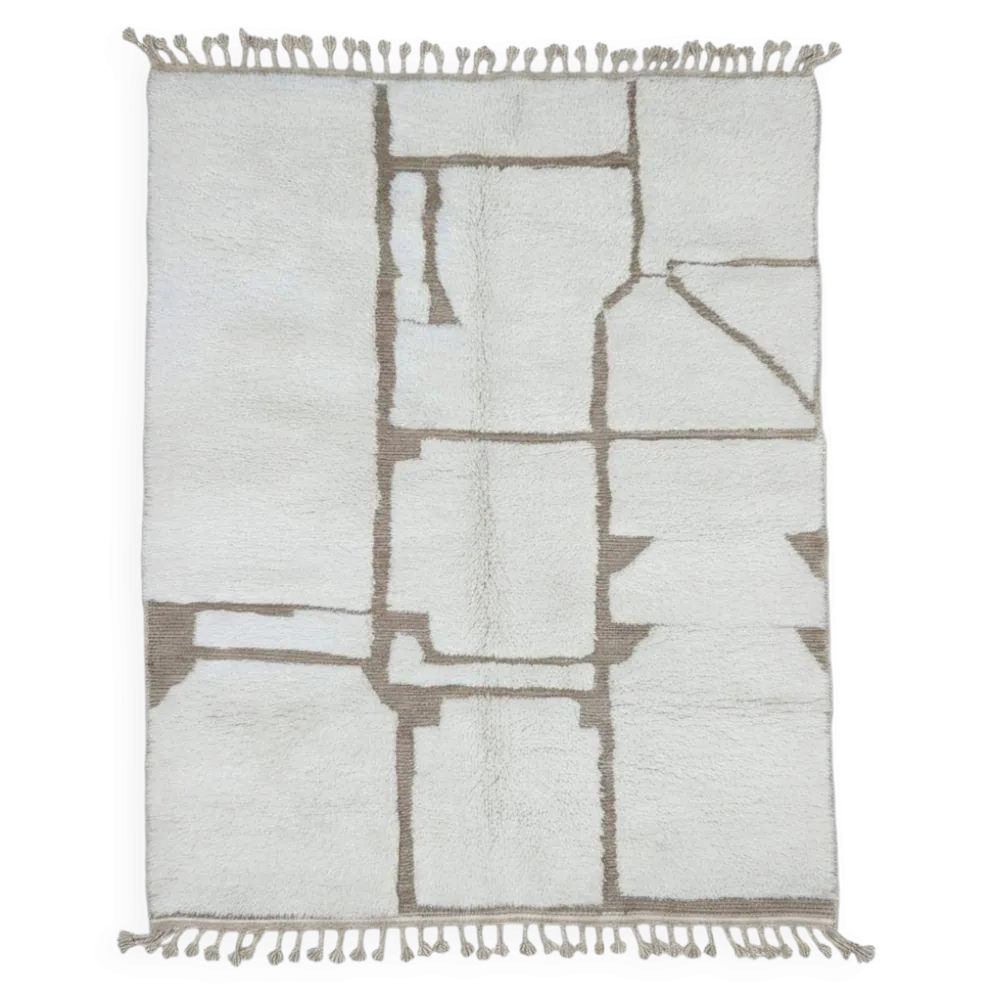 Tapis Blanc Contemporain Berbère - 294 x 237 cm
