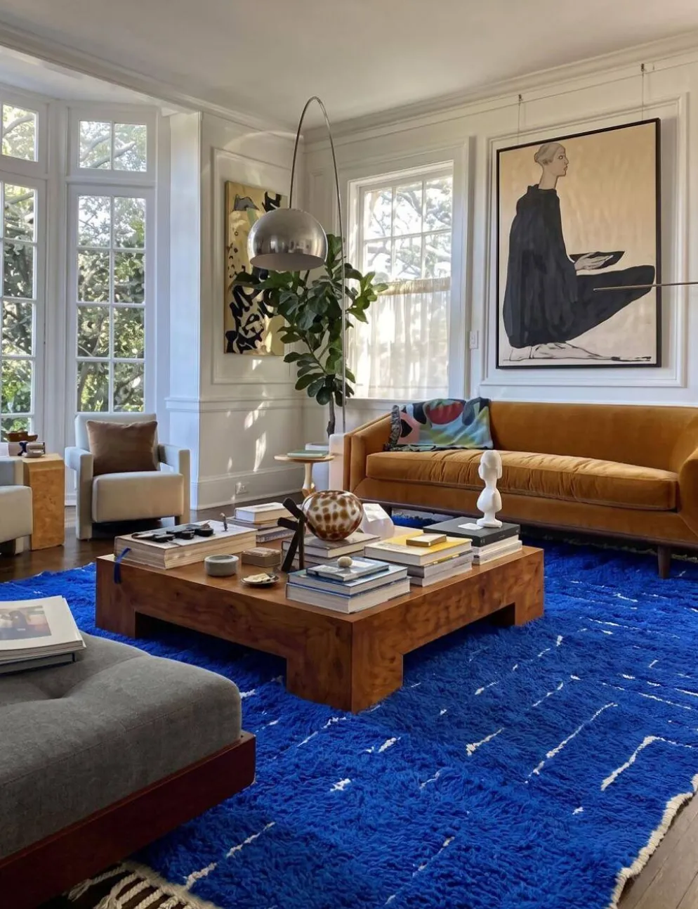 Tapis Bleu Contemporain - 300 x 237 cm