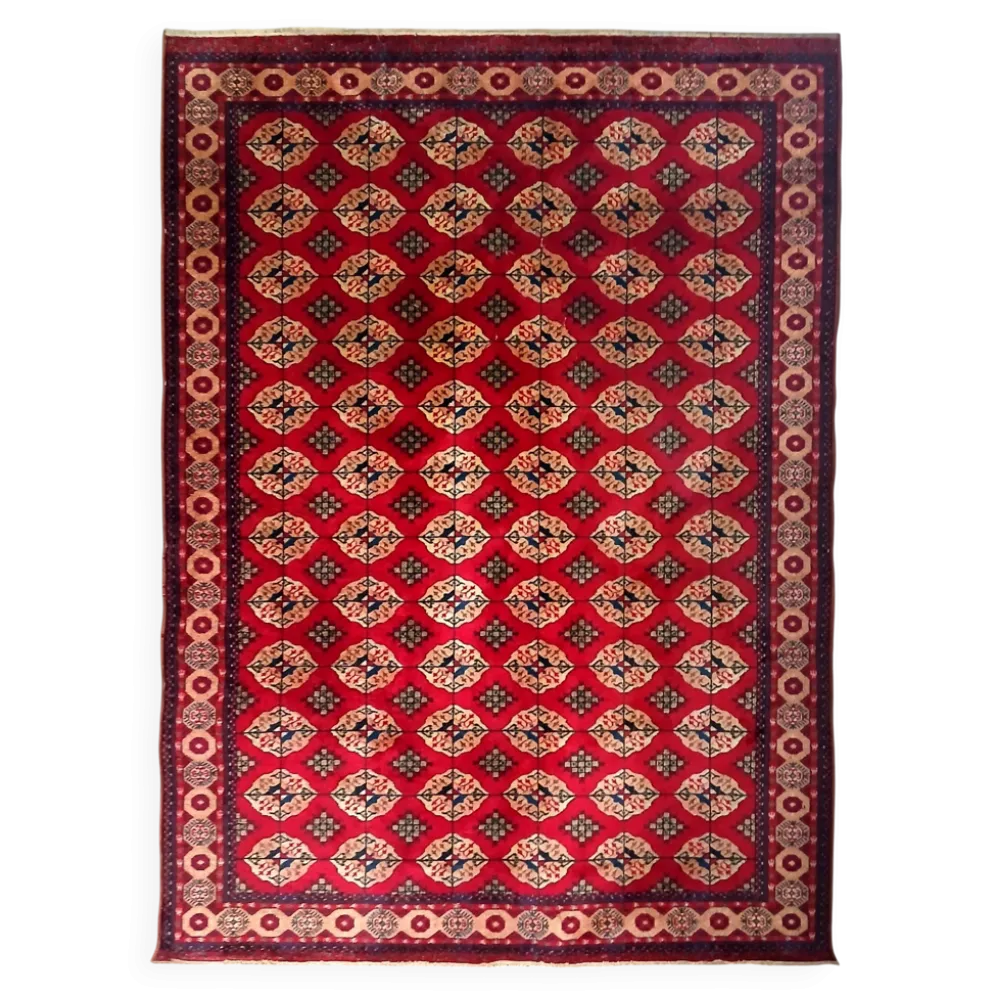 Tapis Boukhara Turkmène traditionnel noué à la main. Asie centrale