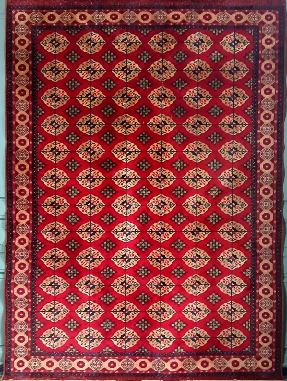 Tapis Boukhara Turkmène traditionnel noué à la main. Asie centrale