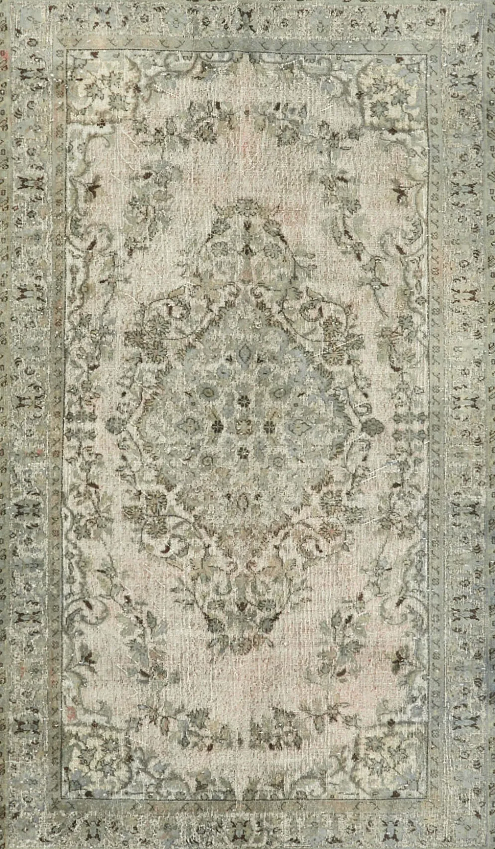 Tapis contemporain anatolien des années 1970 173 cm x 291 cm tapis gris fait à la main