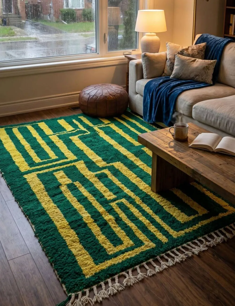 Tapis Contemporain vert - 292 x 255 cm