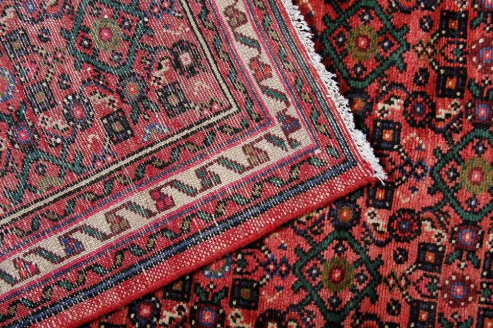 Tapis couloir oriental vintage long en laine géométrique tissé à la main
