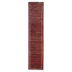 Tapis couloir oriental vintage long en laine géométrique tissé à la main